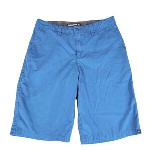 Quicksilver Short sz 28 Men Blue Bermuda Chino Inseam 10" Out 20" Preppy Stretch
